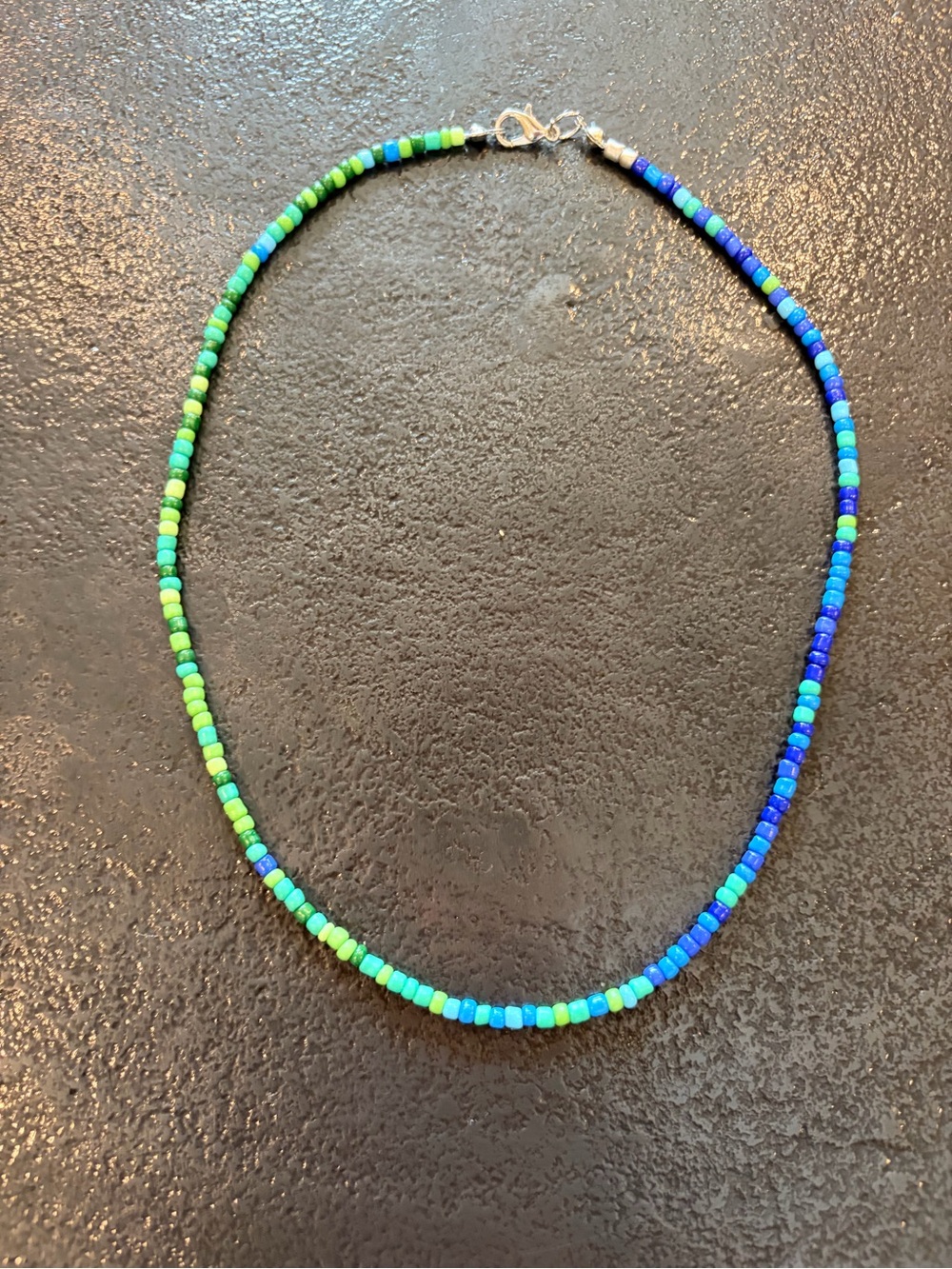 LileeLoo Blue & Green Seed Bead Necklace